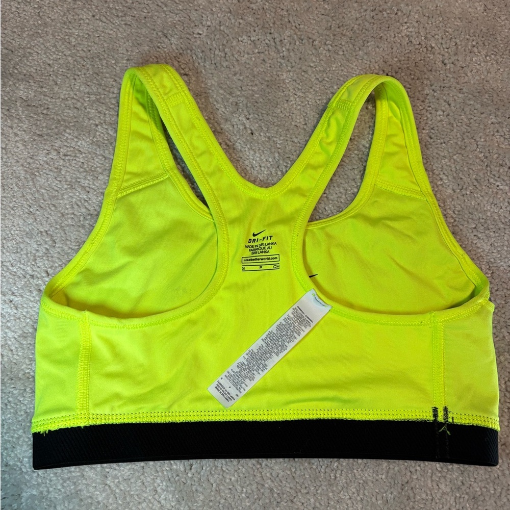 Nike Women's Neon Yellow Sports Bra with Black Band - Picture 4 of 5